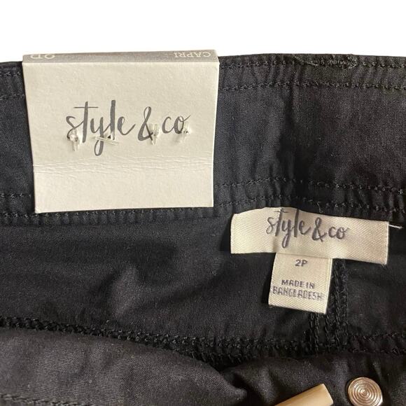 NWT STYLE & CO BLACK CAPRI PANTS WOMEN’S SIZE 2P - Picture 6 of 7